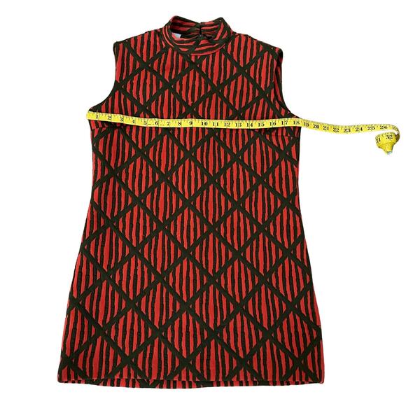 Vintage MOD Shift 60s Mod Geometric Mock Neck Sleeveless Dress/Top - Picture 4 of 7